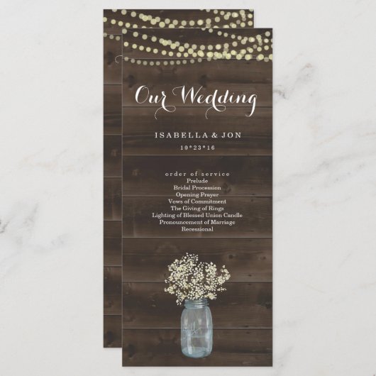 Hochzeitsmesse / Zeremonie Programm Fan | Rustikal (Vorne/Hinten)