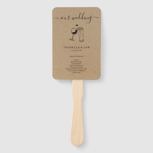 Hochzeitsmesse / Zeremonie Programm Fan - Wein & B Fächer (Vorderseite)