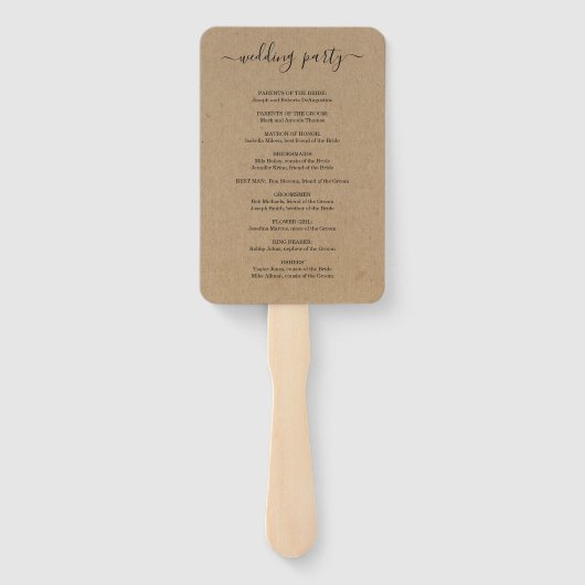 Hochzeitsmesse / Zeremonie Programm Lüfter - Rusti Fächer (Rückseite)