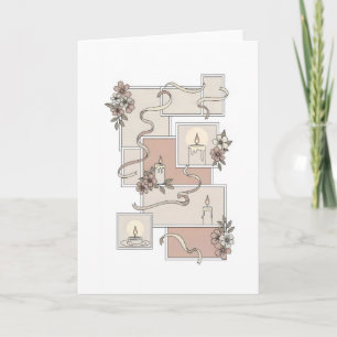 Hochzeitsmode mit Blumen, Kerzen und eingewickelt Karte