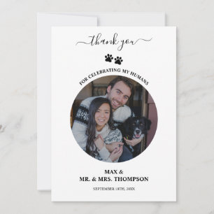 Hochzeitsmoderne Fotopaar Haustier Hund Meine Mens Dankeskarte