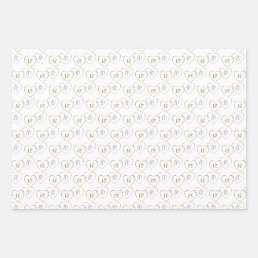 Hochzeitsmonate, Silberne und Goldene Herzklänge Geschenkpapier Set (Vorderseite 3)