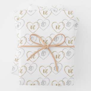 Hochzeitsmonate, Silberne und Goldene Herzklänge Geschenkpapier Set