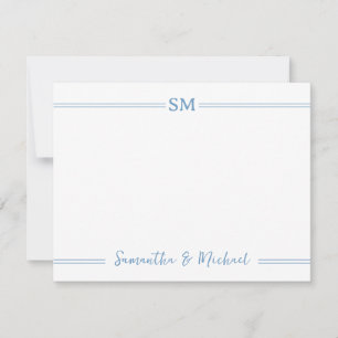 Hochzeitsmonogramm Anfangsbuchstaben Paarname blau Mitteilungskarte