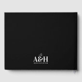 Hochzeitsmonogramm ausgeklügelt schwarz-weiß gästebuch (Rückseite)