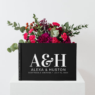 Hochzeitsmonogramm ausgeklügelt schwarz-weiß gästebuch
