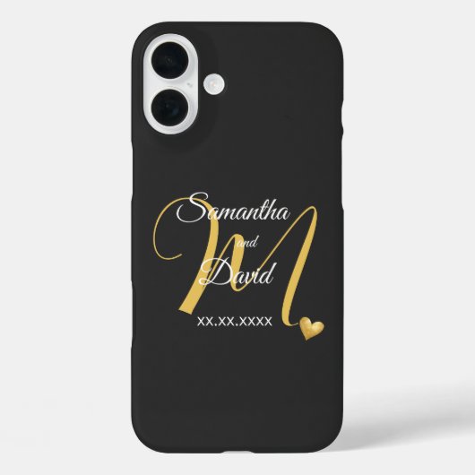 Hochzeitsmonogramm-Design mit Namen und Datum Case-Mate iPhone Hülle (Rückseite)