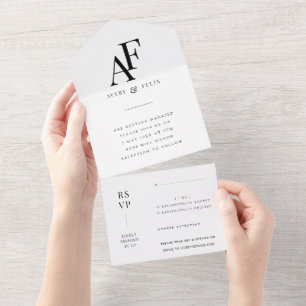 Hochzeitsmonogramm Elegant Einfach Minimalistisch All In One Einladung