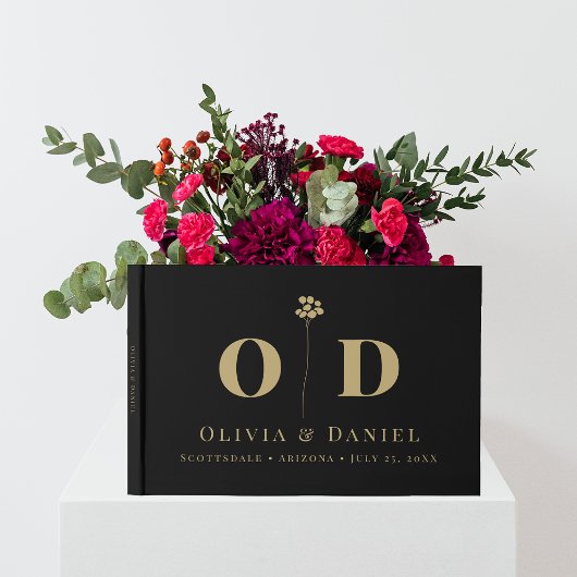 Hochzeitsmonogramm Elegant Modernes Minimales Maß Gästebuch