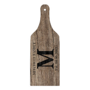 Hochzeitsmonogramm Faux-Holz Anfangsbuchstabe Fami Schneidebrett