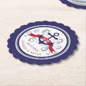 Hochzeitsmonogramm für rotes und marineblau Anker Untersetzer (angewinkelt)