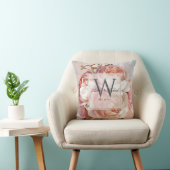 Hochzeitsmonogramm in Schreibschrift | Rosa Rosen Kissen (Stuhl )