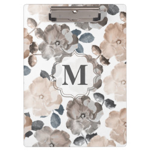 Hochzeitsmonogramm Klemmbrett im Vintage-Rosen-Loo