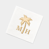 Hochzeitsmonogramm mit Palme Servietten Mit Folie (Links)