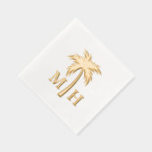 Hochzeitsmonogramm mit Palme Servietten Mit Folie (Rechts)