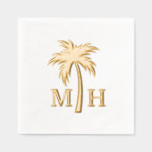 Hochzeitsmonogramm mit Palme Servietten Mit Folie (Vorderseite)