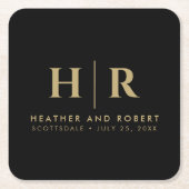 Hochzeitsmonogramm Moderne Braut und Bräutigam Rechteckiger Pappuntersetzer (Vorderseite)