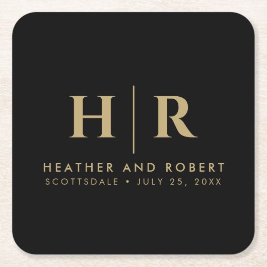 Hochzeitsmonogramm Moderne Braut und Bräutigam Rechteckiger Pappuntersetzer (Vorderseite)