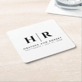 Hochzeitsmonogramm Moderne Braut und Bräutigam Rechteckiger Pappuntersetzer (angewinkelt)