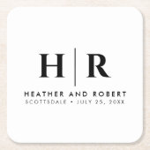 Hochzeitsmonogramm Moderne Braut und Bräutigam Rechteckiger Pappuntersetzer (Vorderseite)