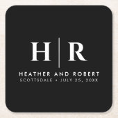 Hochzeitsmonogramm Moderne Braut und Bräutigam Rechteckiger Pappuntersetzer (Vorderseite)