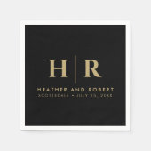 Hochzeitsmonogramm Moderne Braut und Bräutigam Serviette (Vorderseite)