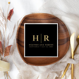 Hochzeitsmonogramm Moderne Braut und Bräutigam Serviette