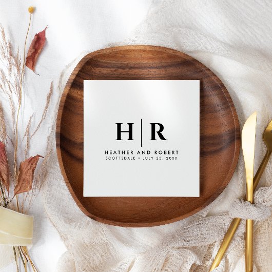 Hochzeitsmonogramm Moderne Braut und Bräutigam Serviette