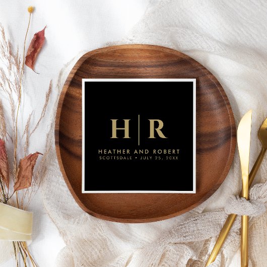 Hochzeitsmonogramm Moderne Braut und Bräutigam Serviette