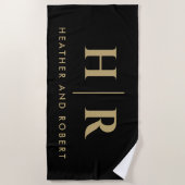 Hochzeitsmonogramm Moderne Braut und Bräutigam Strandtuch (Vorderseite)