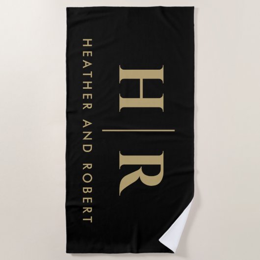 Hochzeitsmonogramm Moderne Braut und Bräutigam Strandtuch (Vorderseite)