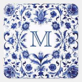 Hochzeitsmonogramm Quadratischer Aufkleber