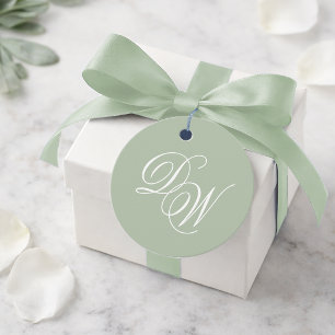 Hochzeitsmonogramm Salbeigrün 2 Initialen Kalligra Geschenkanhänger