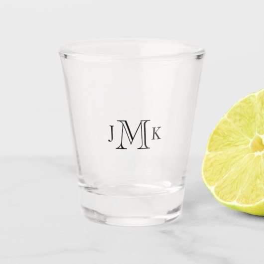 Hochzeitsmonogramm  schnapsglas (Vorderseite)