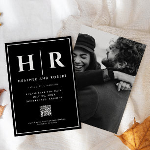 Hochzeitsmonogramm Schwarz Chic Einfach Modern QR  Save The Date