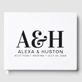 Hochzeitsmonogramm Schwarz/Weiß hoch entwickelt Gästebuch (Vorderseite)