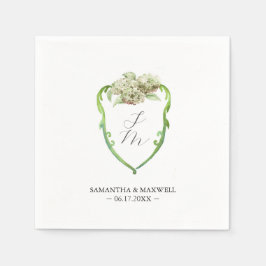 Hochzeitsmonogramm Servietten Grüne Hortensie