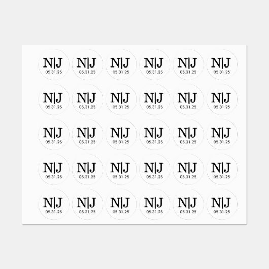 Hochzeitsmonogramm-Umschlagaufkleber Etiketten (Blatt)