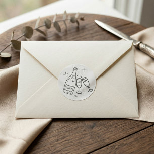 Hochzeitsmonogramm Whimsical Doodles Grau und Weiß Runder Aufkleber