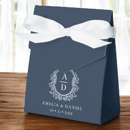 Hochzeitsmonographie des Navy Blue Floral Monogram Geschenkschachtel