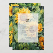 Hochzeitsmonographie mit rustikalen Grün- und Sonn Einladung (Vorne/Hinten)