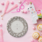 Hochzeitsmonographie und rustikales Hochzeitsprogr Pappteller (Party)