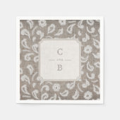 Hochzeitsmonographie und rustikales Hochzeitsprogr Serviette (Vorderseite)