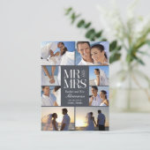 Hochzeitsmontage-Ankündigung - grau Ankündigungspostkarte (Stehend Vorderseite)