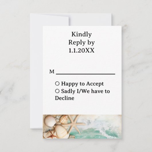 Hochzeitsmuscheln am Strand 3 RSVP Karte (Rückseite)