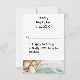 Hochzeitsmuscheln am Strand 3 RSVP Karte