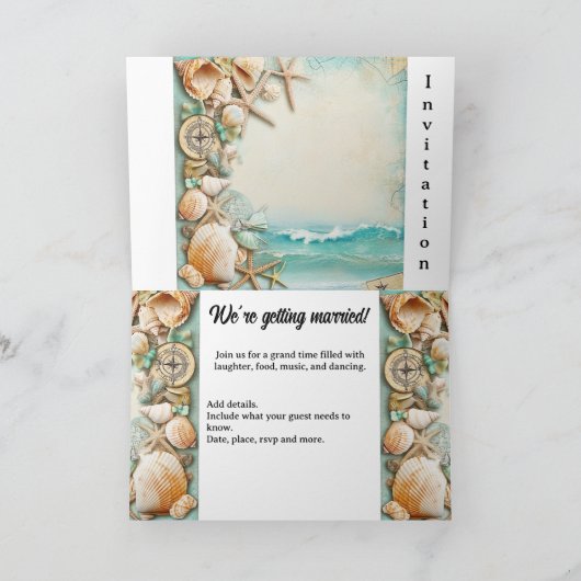 Hochzeitsmuscheln am Strand Einladung (Innenseite)