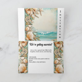 Hochzeitsmuscheln am Strand Einladung