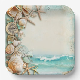 Hochzeitsmuscheln am Strand Pappteller