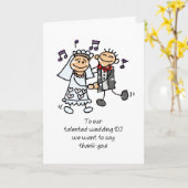 Hochzeitsmusik Danke mit Groom und Bride Stick Karte (Gelbe Blume)